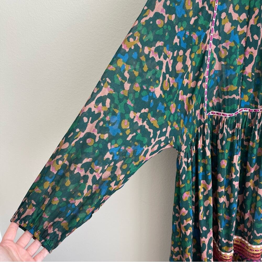 Anthropologie Bl-nk London Veyra Dress in Green Animal Print Medium - Picture 4 of 7